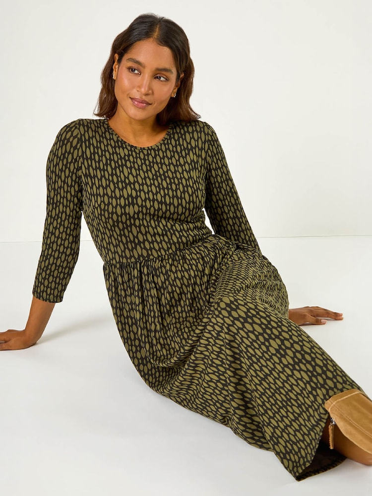 Roman Geometric Pocket Stretch Midi Dress - Image 2 de 5