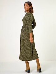 Roman Geometric Pocket Stretch Midi Dress - Image 3 de 5