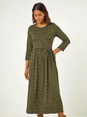 Roman Geometric Pocket Stretch Midi Dress - Image 4 de 5