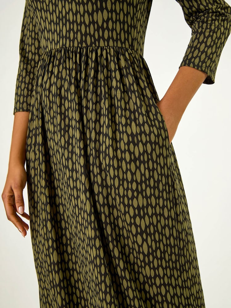 Roman Geometric Pocket Stretch Midi Dress - Image 5 de 5