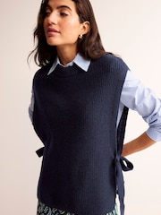 Boden Blue Tie-Side Knitted Tabard Jumper - Image 4 of 7