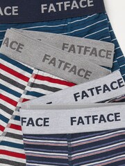 FatFace Chesil Blue Stripe Cotton Boxers 3 Pack - Image 2 of 2