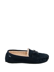 Totes Navy Mens Suedette Moccasin Slippers - Image 2 of 5