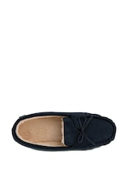Totes Navy Mens Suedette Moccasin Slippers - Image 4 of 5