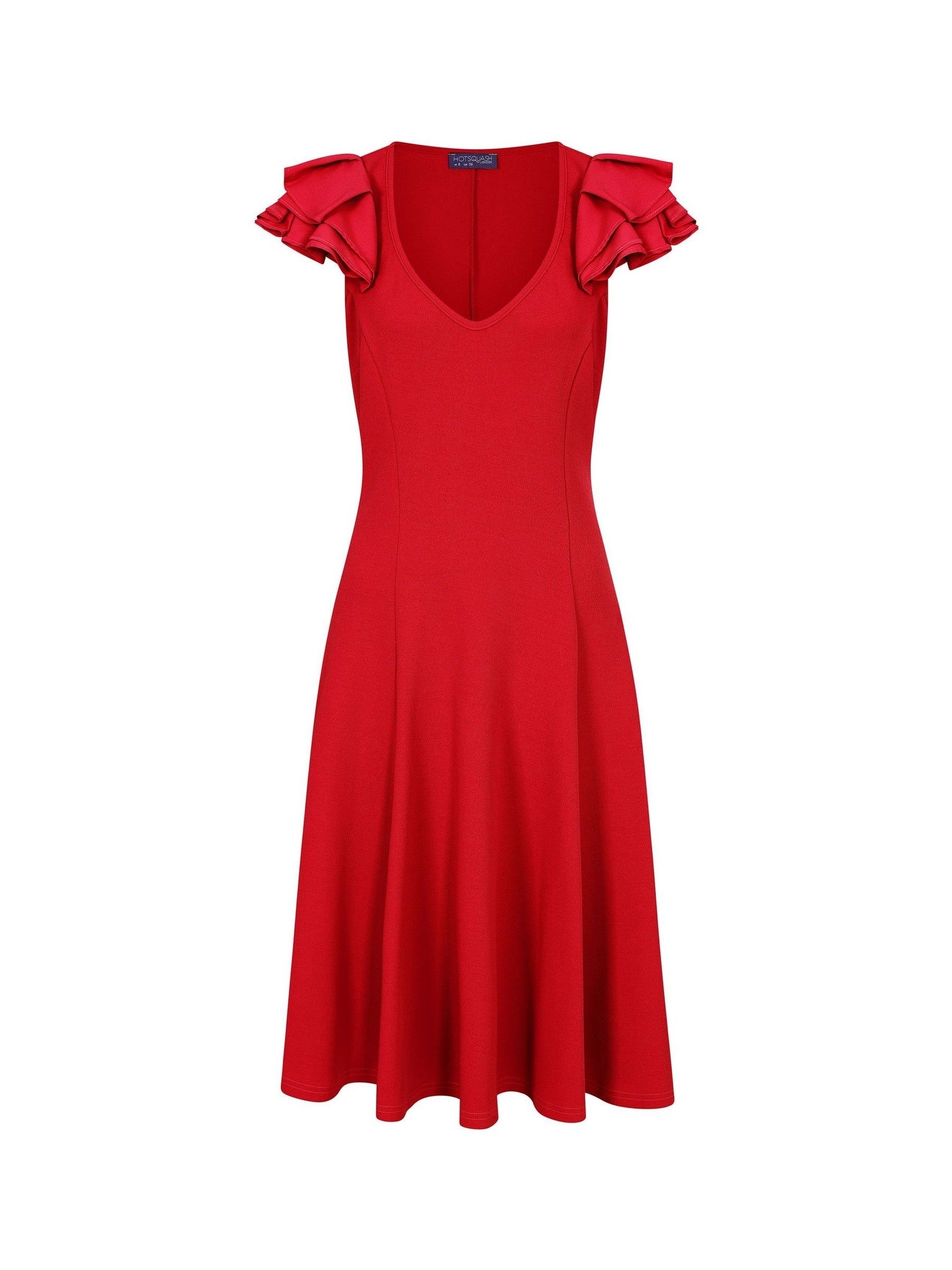 Red frill sleeve dress new arrivals