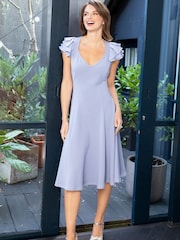 Hot Squash Purple Frill Sleeve A-Line Dress - Image 2 of 6