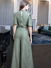 Hot Squash Green Wide Leg Gold Stripe Jumpsuit - Imagen 2 de 5