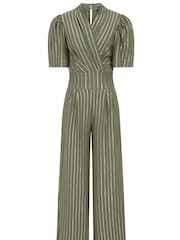 Hot Squash Green Wide Leg Gold Stripe Jumpsuit - Imagen 5 de 5