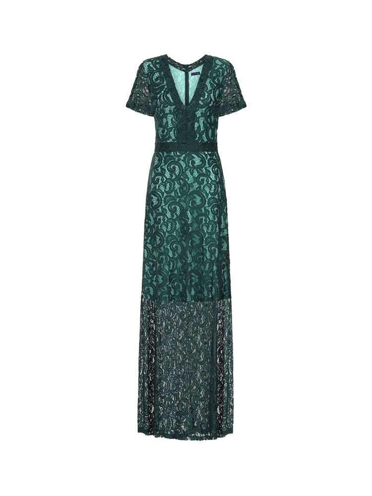 Hot Squash Green V-Neck Lace Maxi Dress - Image 5 of 5