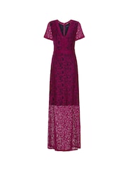 Hot Squash Purple V-Neck Lace Maxi Dress - Image 6 of 6