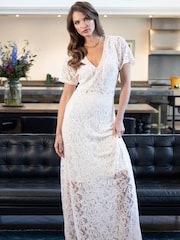 Hot Squash Cream V-Neck Lace Maxi Dress - Image 2 of 5