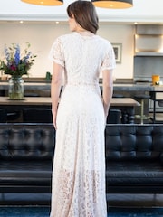 Hot Squash Cream V-Neck Lace Maxi Dress - Image 3 of 5