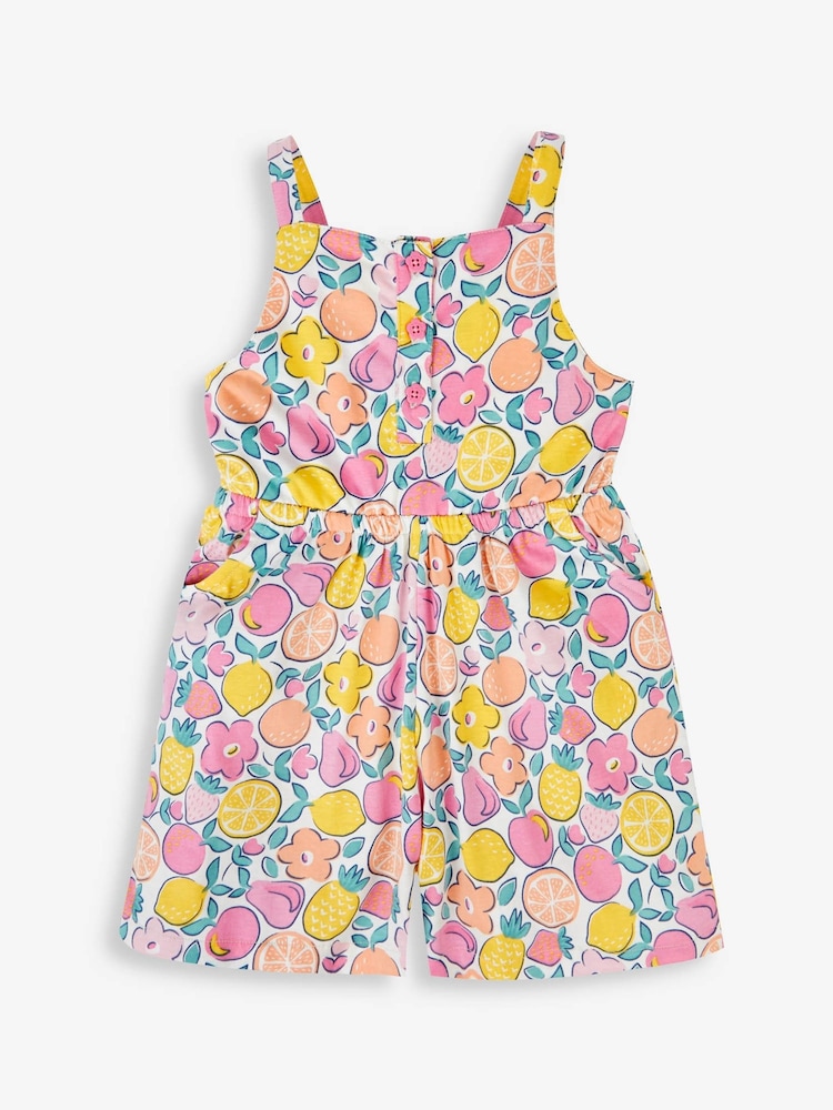 JoJo Maman Bébé Pink Summer Fruit Print Playsuit - Image 1 of 2