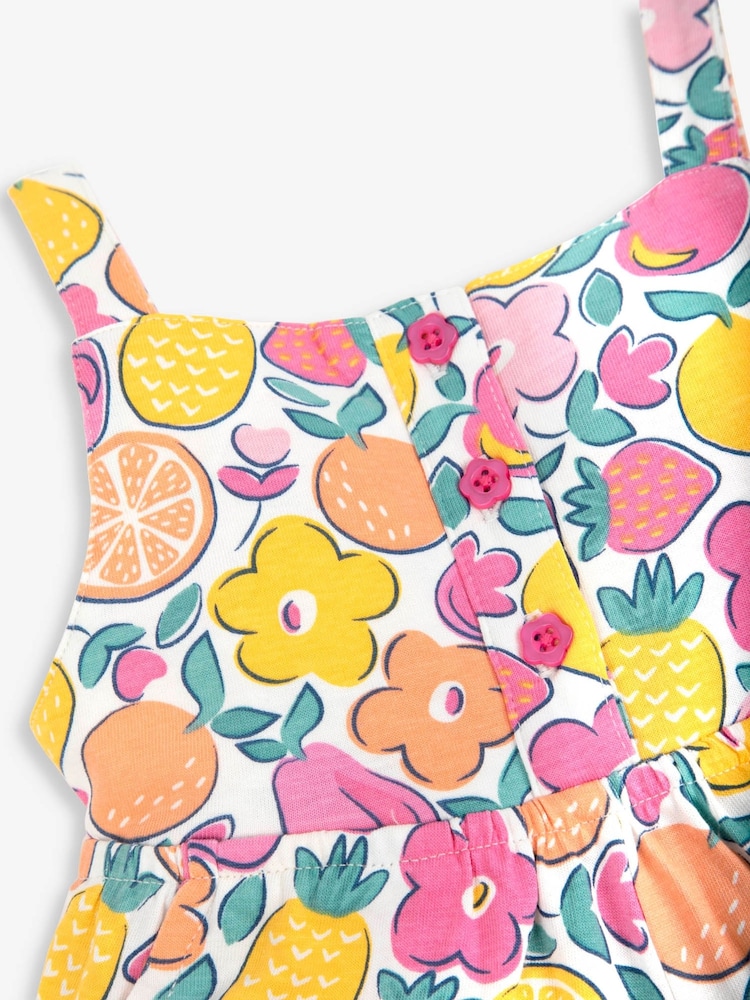 JoJo Maman Bébé Pink Summer Fruit Print Playsuit - Image 2 of 2