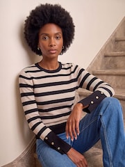 Roman White Stripe Button Detail Knit Jumper - Image 2 of 4