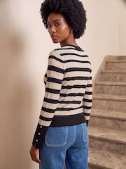 Roman White Stripe Button Detail Knit Jumper - Image 4 of 4