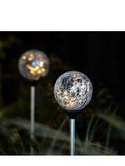 Lights4fun 2 Crackle Glass Warm White Solar Stake Outdoor Lights - Image 1 of 1