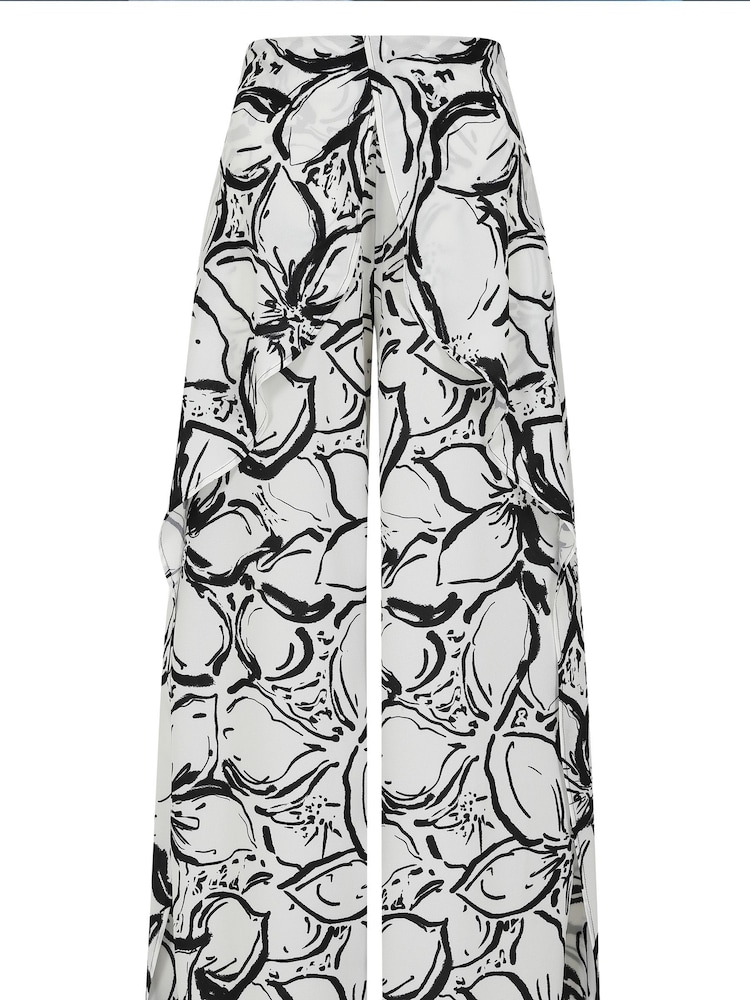 Hot Squash White Palazzo Trousers with Side Frill - Image 3 of 3