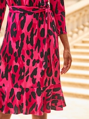 Sosandar Pink Tie Waist Midi Dress - Image 5 of 5