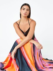 Roman Pink Luxe Colourblock Fit And Flare Maxi Dress - Image 3 of 5
