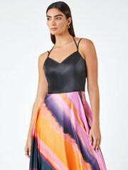 Roman Pink Luxe Colourblock Fit And Flare Maxi Dress - Image 4 of 5