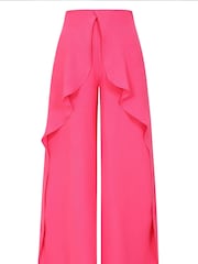 Hot Squash Pink Palazzo Joggers with Side Frill - Image 5 of 5