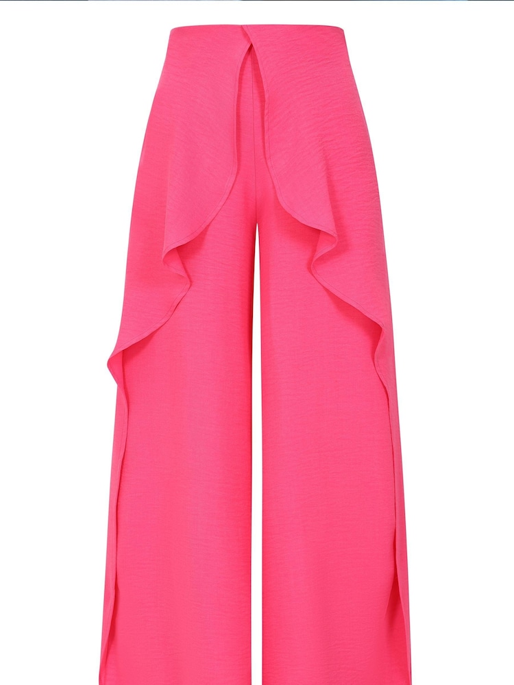 Hot Squash Pink Palazzo Joggers with Side Frill - Image 5 of 5