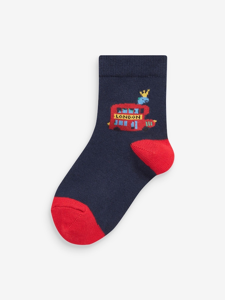 Red/White/Navy London 5 Pack Cotton Rich Socks - Image 2 of 6