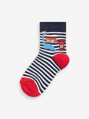 Red/White/Navy London 5 Pack Cotton Rich Socks - Image 5 of 6