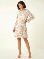 Roman White Floral Frill Dobby Print Dress - Image 2 of 6