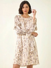 Roman White Floral Frill Dobby Print Dress - Image 3 of 6