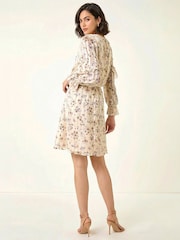 Roman White Floral Frill Dobby Print Dress - Image 4 of 6