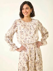 Roman White Floral Frill Dobby Print Dress - Image 5 of 6
