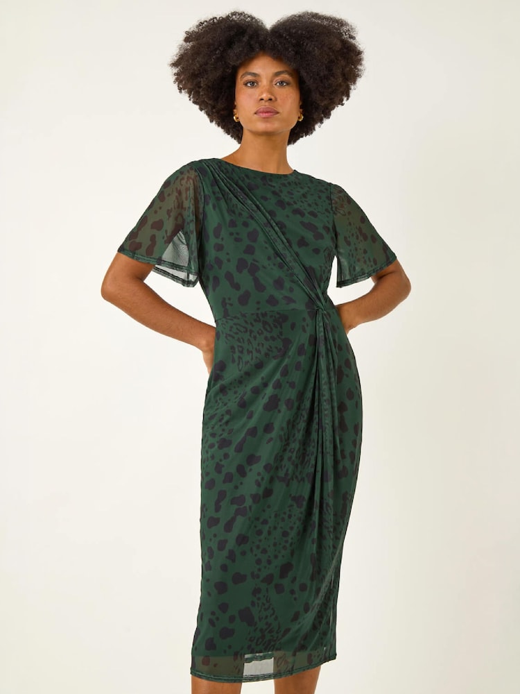 Roman Animal Print Twist Front Stretch Dress - 5এর মধ্যে 2 ছবি