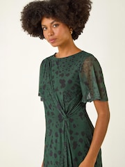 Roman Animal Print Twist Front Stretch Dress - 5এর মধ্যে 4 ছবি