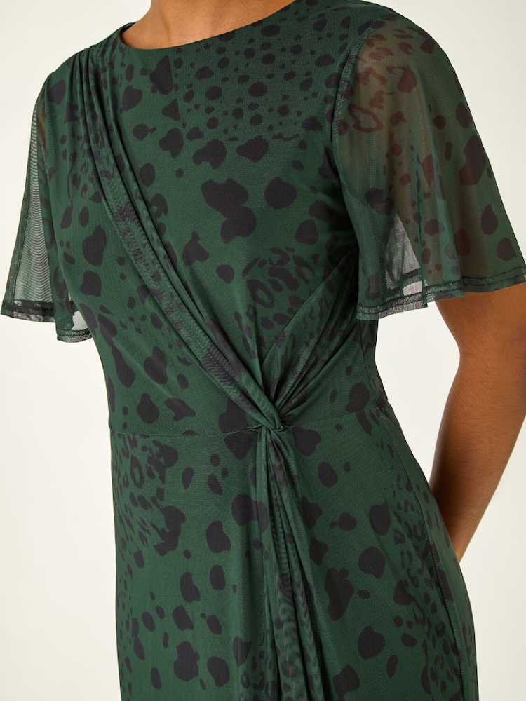 Roman Animal Print Twist Front Stretch Dress - 5এর মধ্যে 5 ছবি