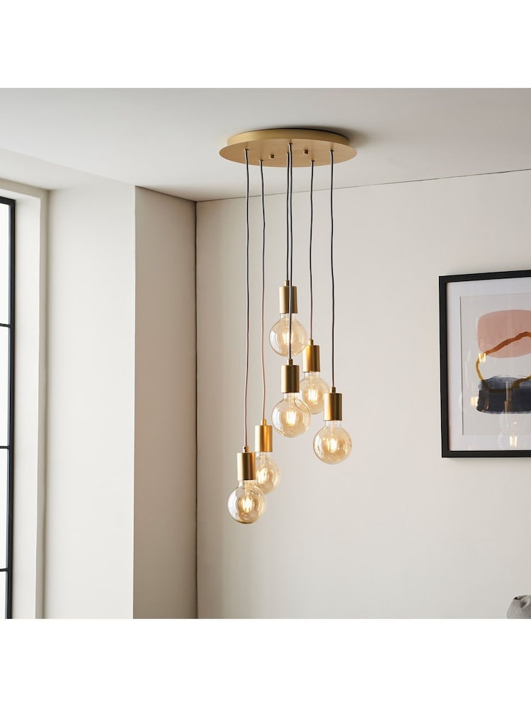 Gallery Home Chrome/Matt Black Industrial Chrome Cluster Ceiling Light - Image 2 of 3