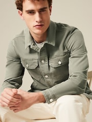 Sage Green Denim Trucker Jacket - Image 2 of 10