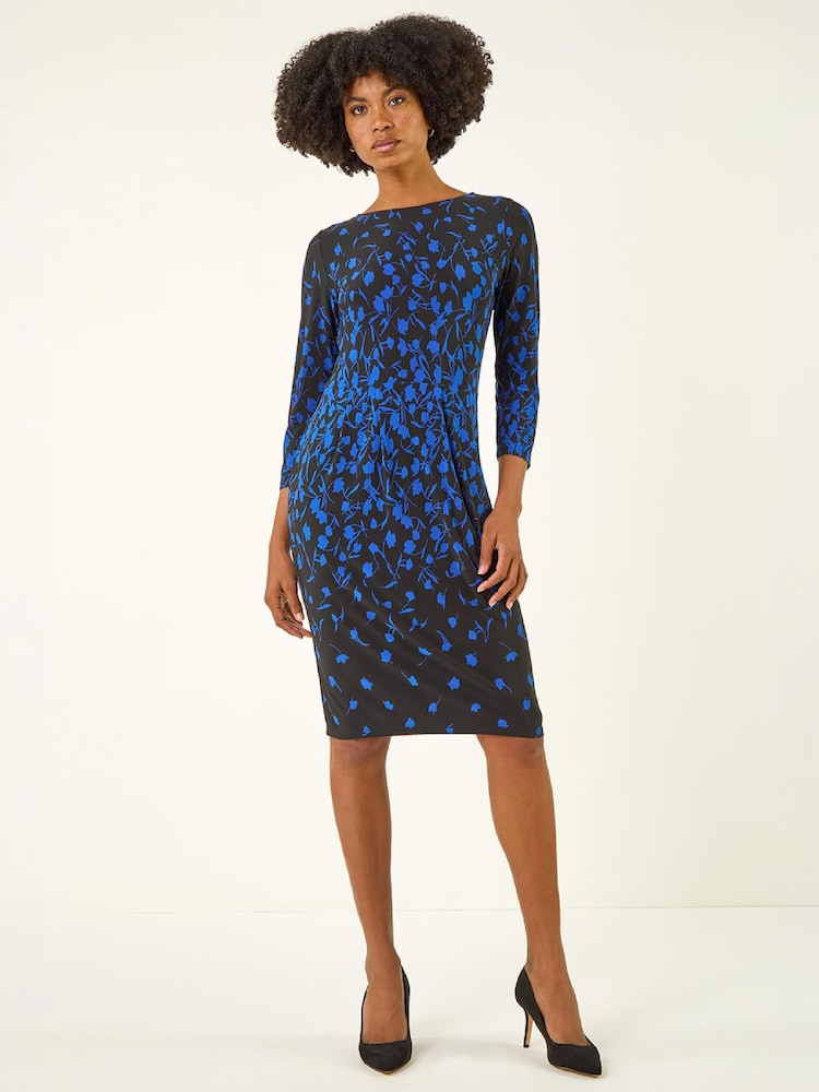 Roman Floral Pleat Pocket Front Stretch Dress - 5এর মধ্যে 2 ছবি