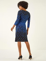 Roman Floral Pleat Pocket Front Stretch Dress - 5এর মধ্যে 3 ছবি