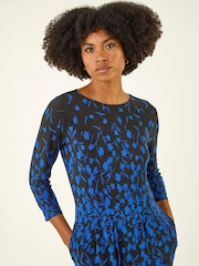 Roman Floral Pleat Pocket Front Stretch Dress - 5এর মধ্যে 4 ছবি