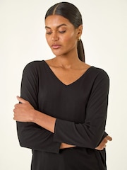 Roman V-Neck Jersey Stretch T-Shirt - 6এর মধ্যে 5 ছবি