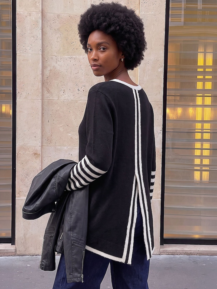 Μαύρο - Roman Contrast Rige Detail Knit Πουλόβερ - Εικόνα 4 από 4 Μαύρο - Roman Contrast Rige Detail Knit Πουλόβερ - Εικόνα 4 από 4