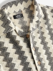 Black/White Short Sleeve Textured Cotton Rich Shirt (3mths-7yrs) - Image 1 of 6