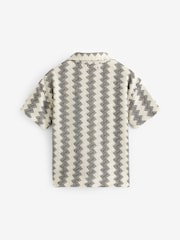 Black/White Short Sleeve Textured Cotton Rich Shirt (3mths-7yrs) - Image 6 of 6