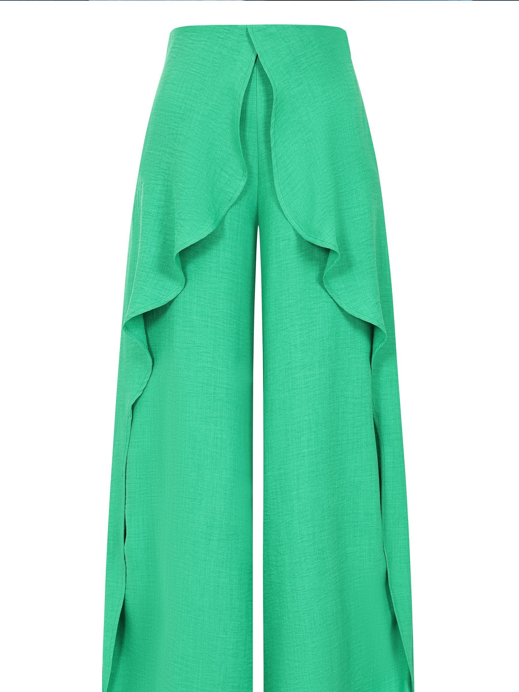 Buy Hot Squash Green Palazzo Trousers with Side Frill from Next USA