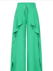 Hot Squash Green Palazzo Trousers with Side Frill - Image 4 of 4