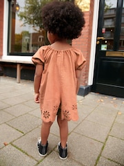 Rust Brown Broderie Playsuit (3mths-7yrs) - Image 2 of 5