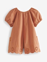 Rust Brown Broderie Playsuit (3mths-7yrs) - Image 4 of 5