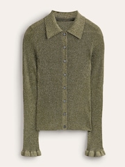 Boden Green Sparkle-Rib Collared Cardigan - Image 5 of 6
